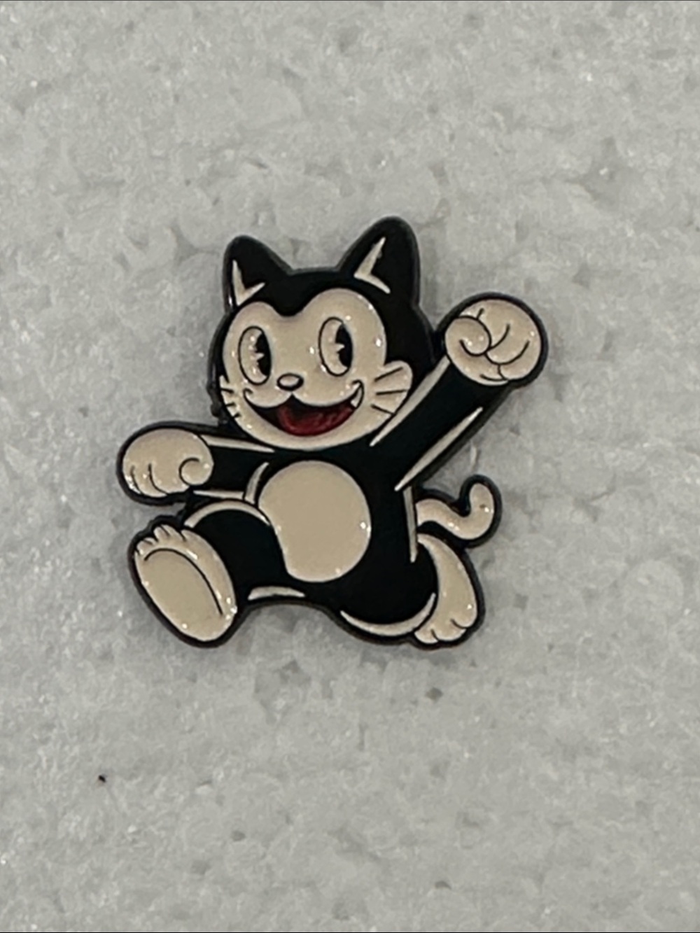 Black & Cream Cartoon Cat Enamel Pin